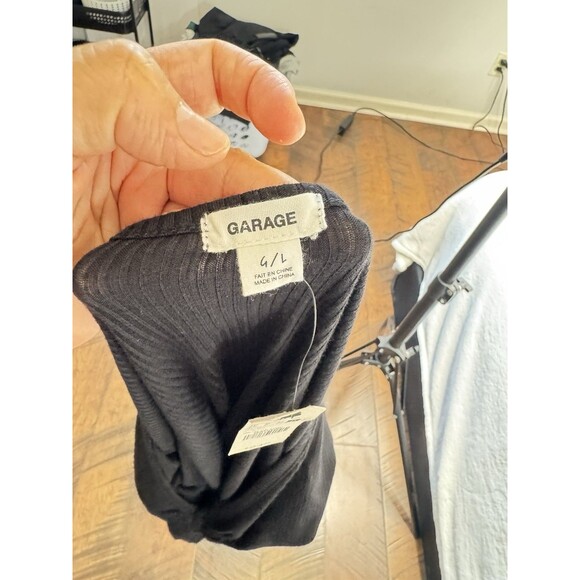 Garage Womens,black ruched front tie cropped long sleeve top Size L - Picture 4 of 8